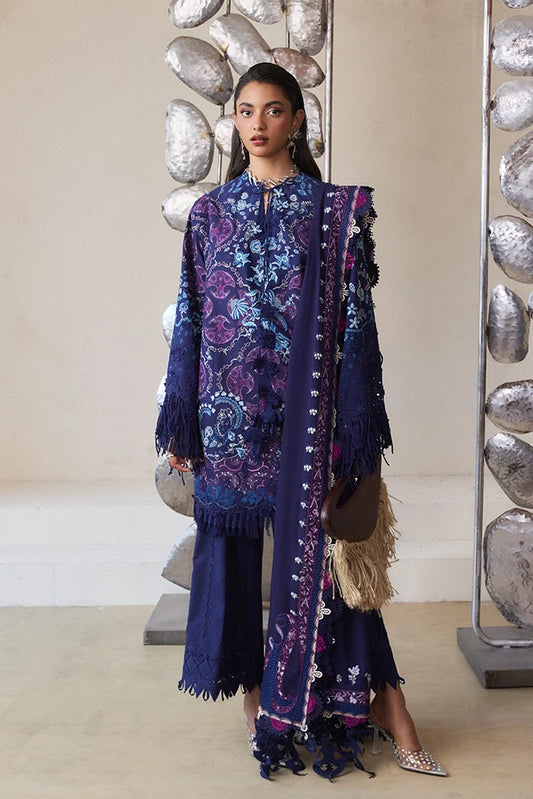 Suffuse Elora | Blue Embroidered Lawn Eid Suit