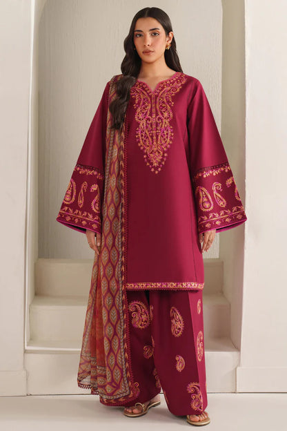Farasha | Summer Weaves Embroidered lawn'26 | Coral Flare