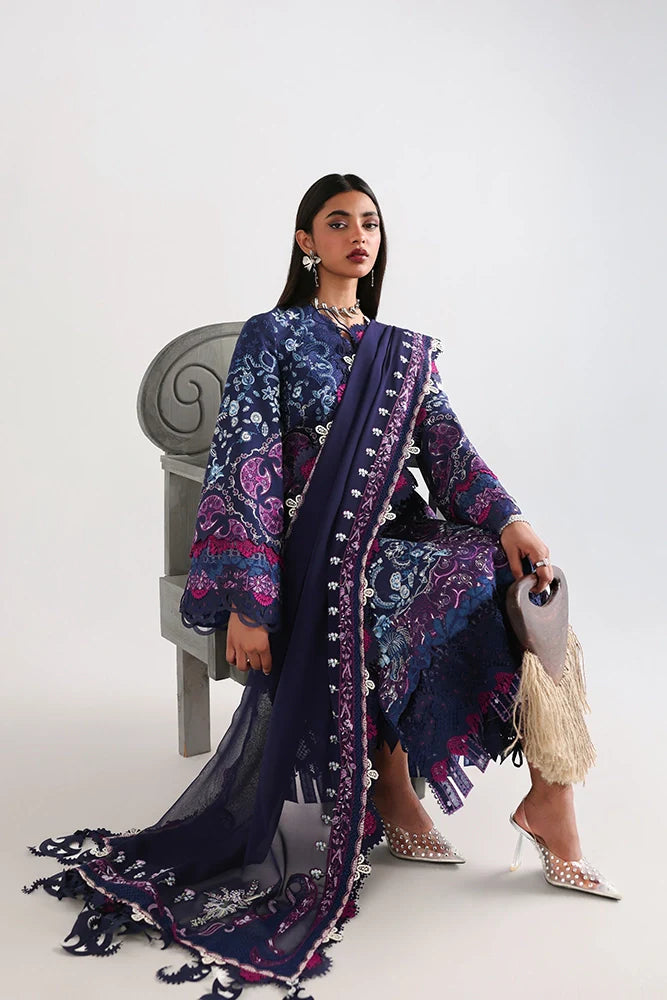 Suffuse Elora | Blue Embroidered Lawn Eid Suit
