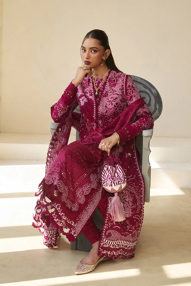 Suffuse Vesria | Plum Embroidered Lawn Eid Suit
