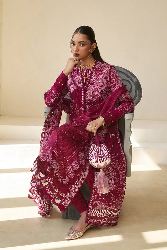 Suffuse Vesria | Plum Embroidered Lawn Eid Suit