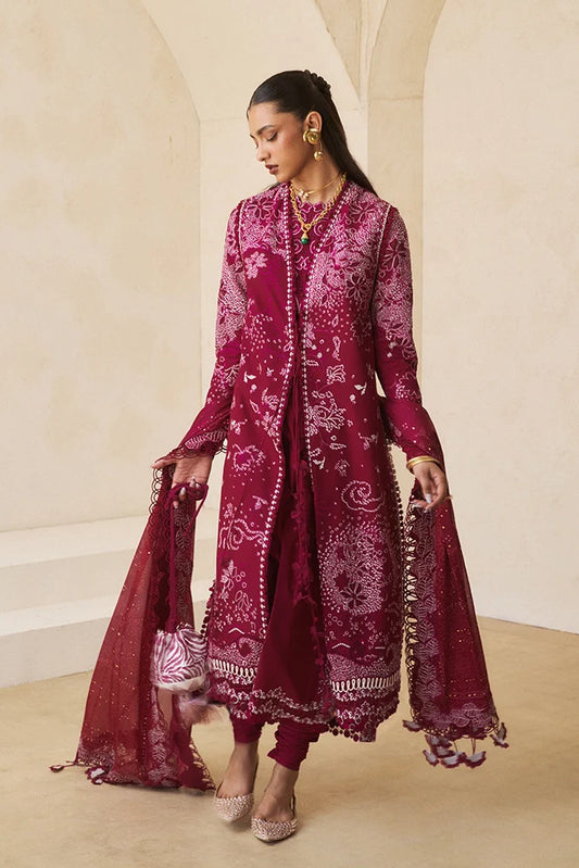 Suffuse Vesria | Plum Embroidered Lawn Eid Suit