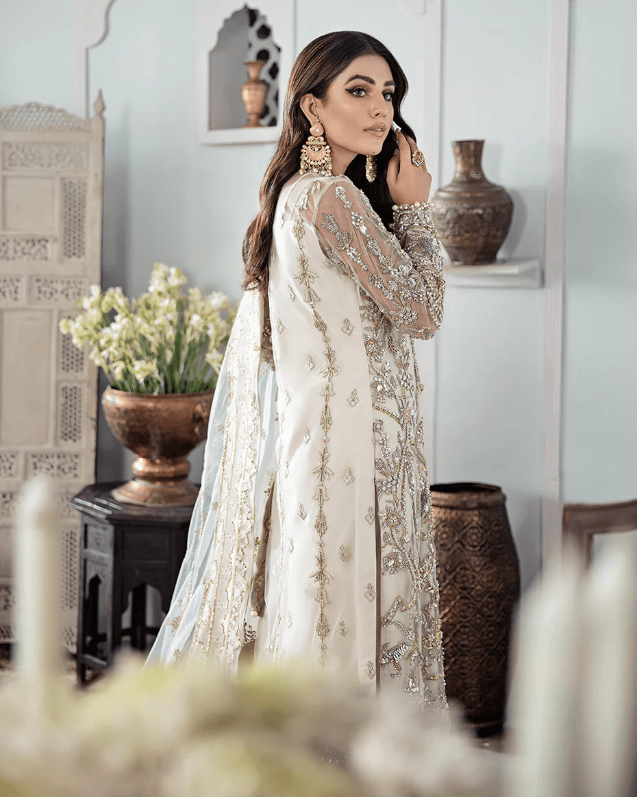 Gulaal - MEHR EMBROIDERED NET 3-PIECE SUIT WS-19 - House Of Anaya