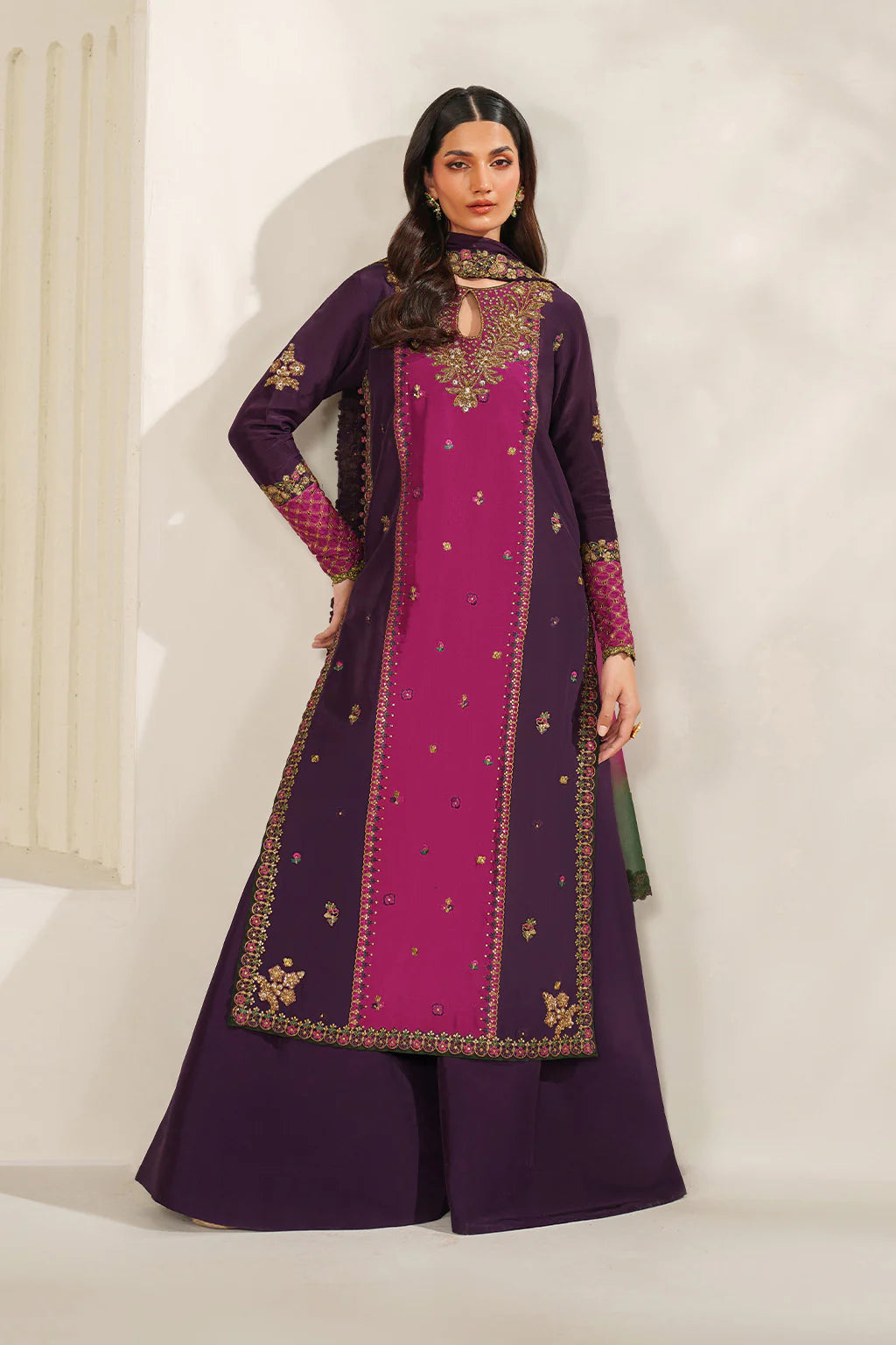 Iznik | Festive Formals | UE-611 Embroidered Ramen Silk