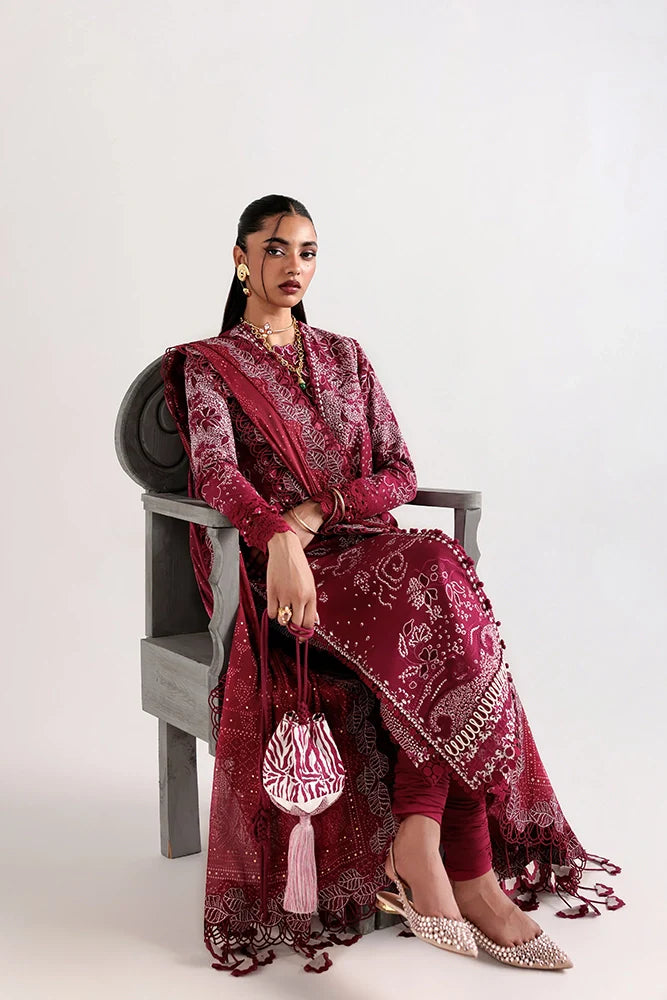 Suffuse Vesria | Plum Embroidered Lawn Eid Suit