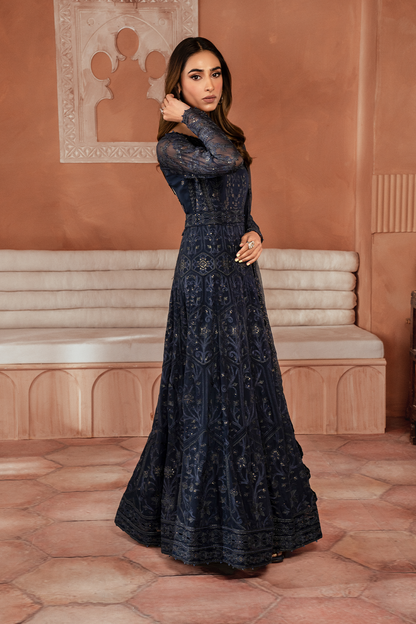 Iznik | Chiffon Kari | ICK-07 Embroidered Chiffon - House Of Anaya