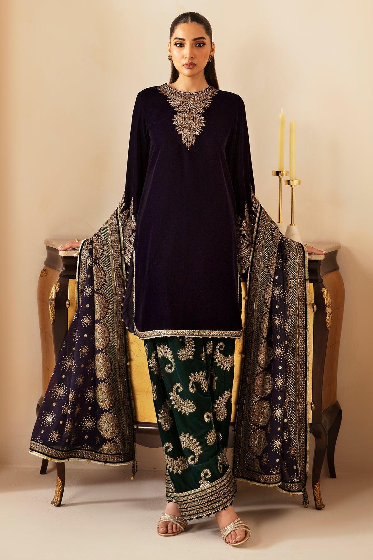 JAZMIN__Embroidered Velvet Formal VF-2030 - House Of Anaya