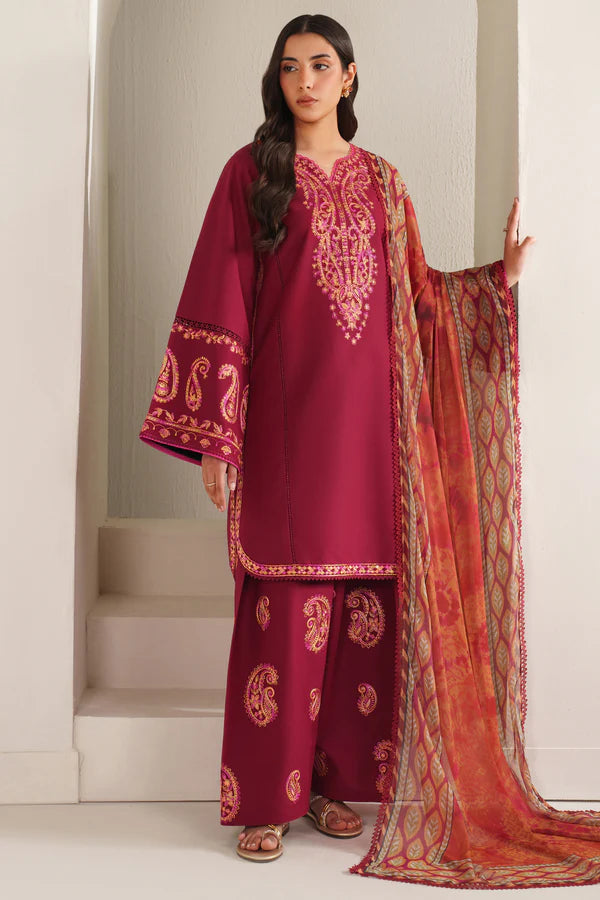 Farasha | Summer Weaves Embroidered lawn'26 | Coral Flare