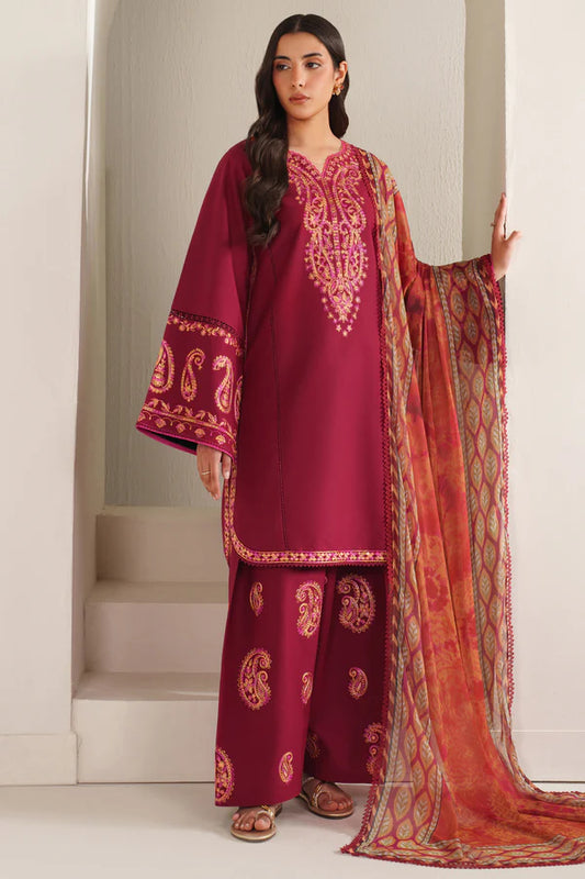 Farasha | Summer Weaves Embroidered lawn'26 | Coral Flare