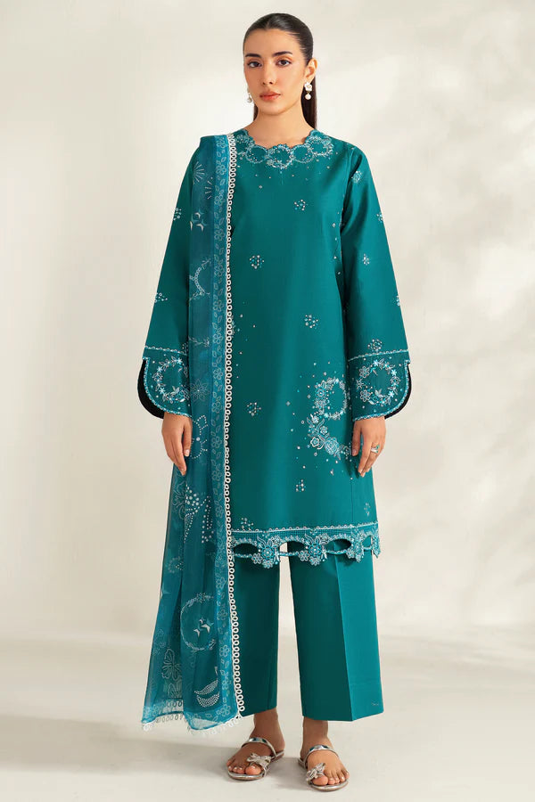 Farasha | Summer Weaves Embroidered lawn'26 | Jade Dazzle
