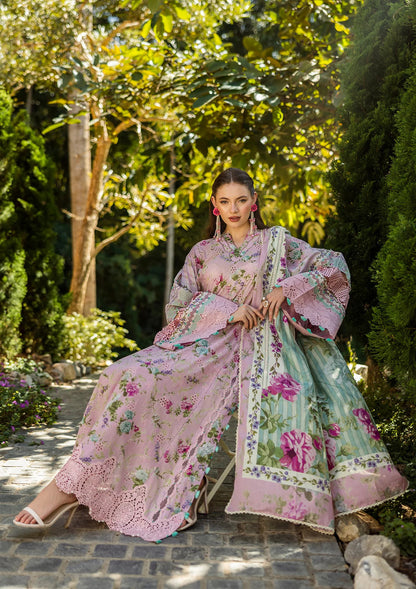 Elaf Premium | Print Chikankari 25 | ELK-03B PRINCESS ROSE