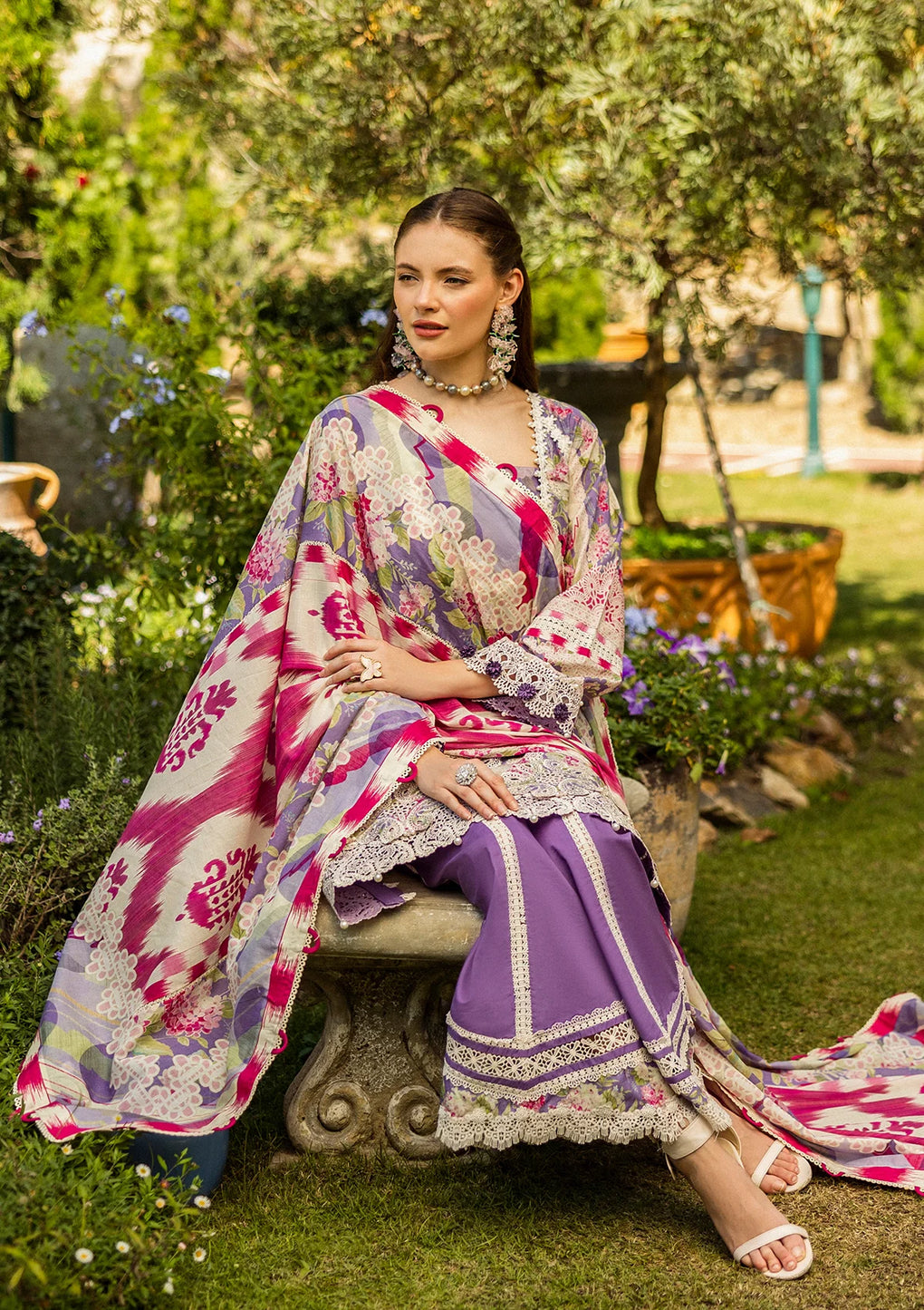 Elaf Premium | Print Chikankari 25 | ELK-02A PERIWINKLE