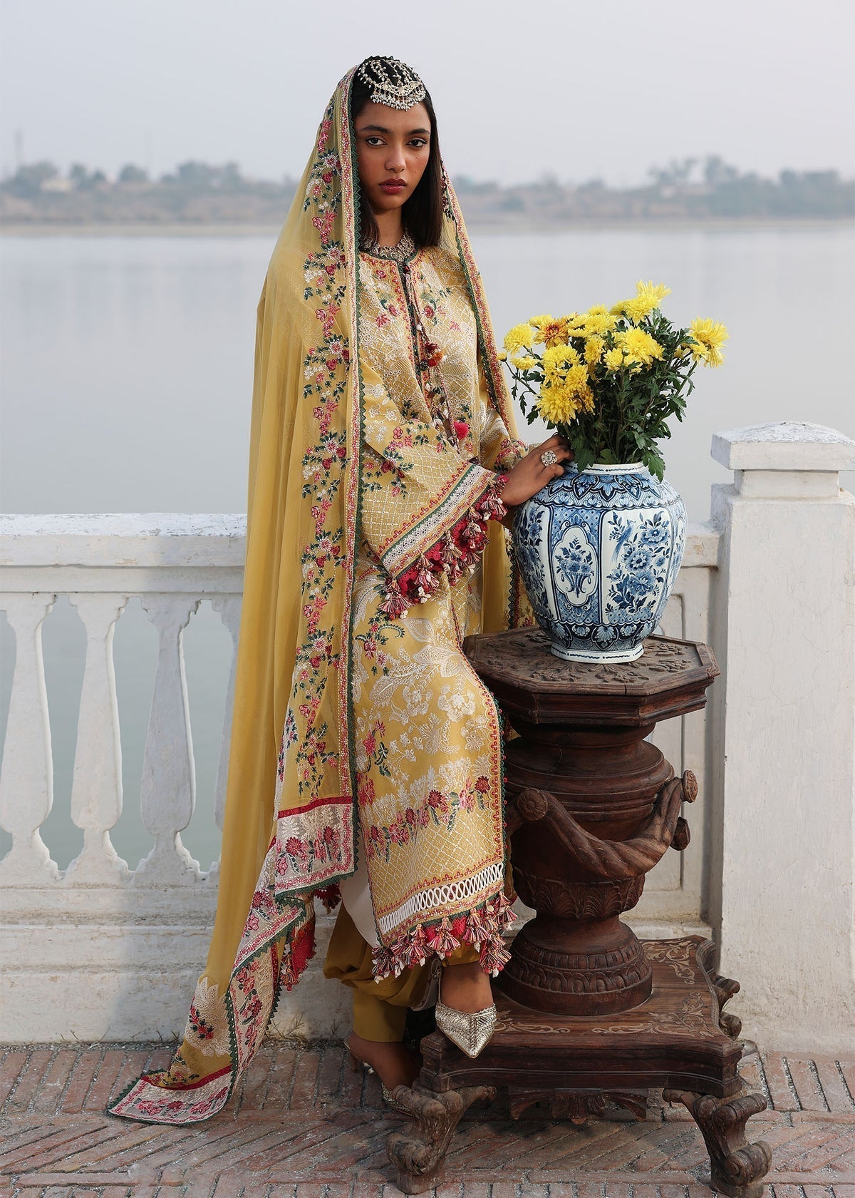 Hussain Rehar | Kalabagh Luxury Lawn 26 | Ochre