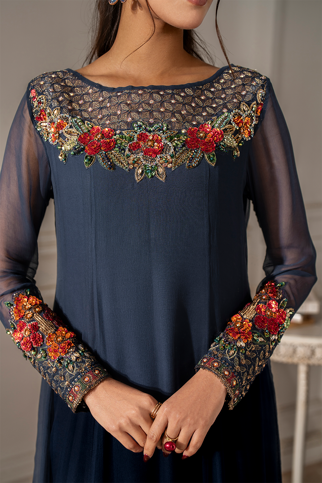 Iznik I Festive Formal I UE-412 Embroidered Chiffon