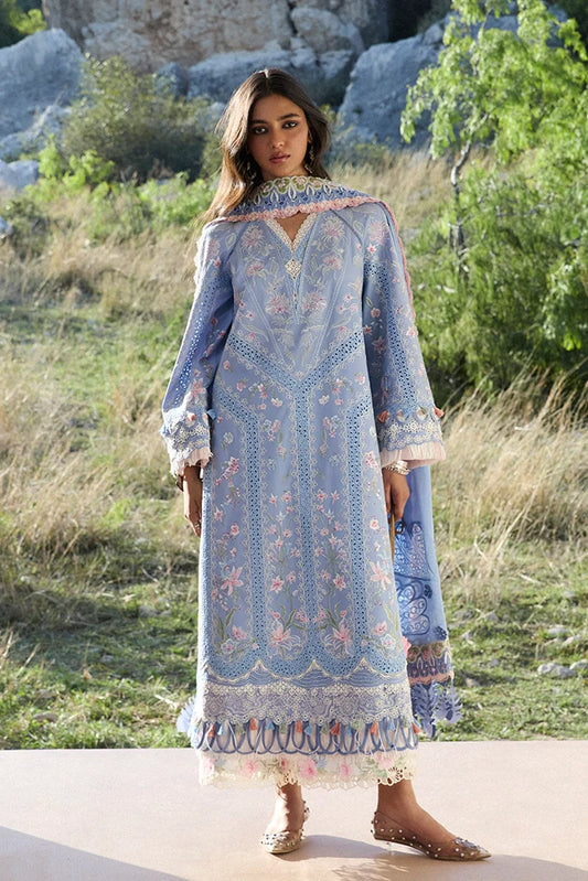 Suffuse Elani | Sky Blue Embroidered Lawn Eid Suit