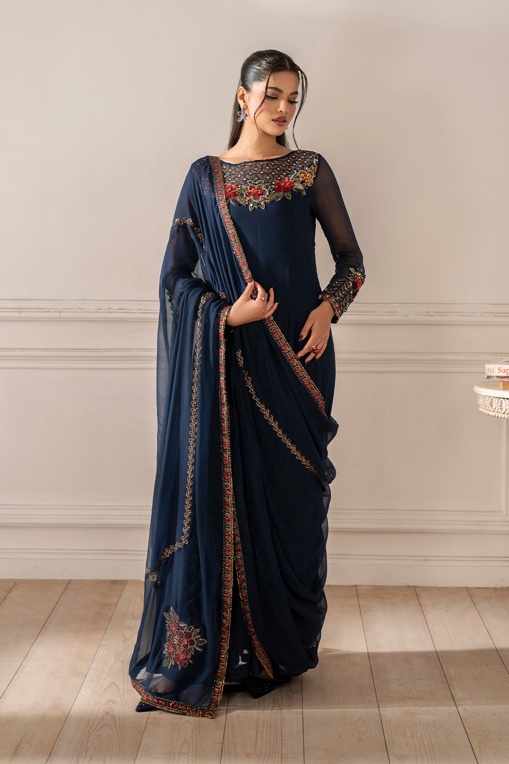 Iznik I Festive Formal I UE-412 Embroidered Chiffon