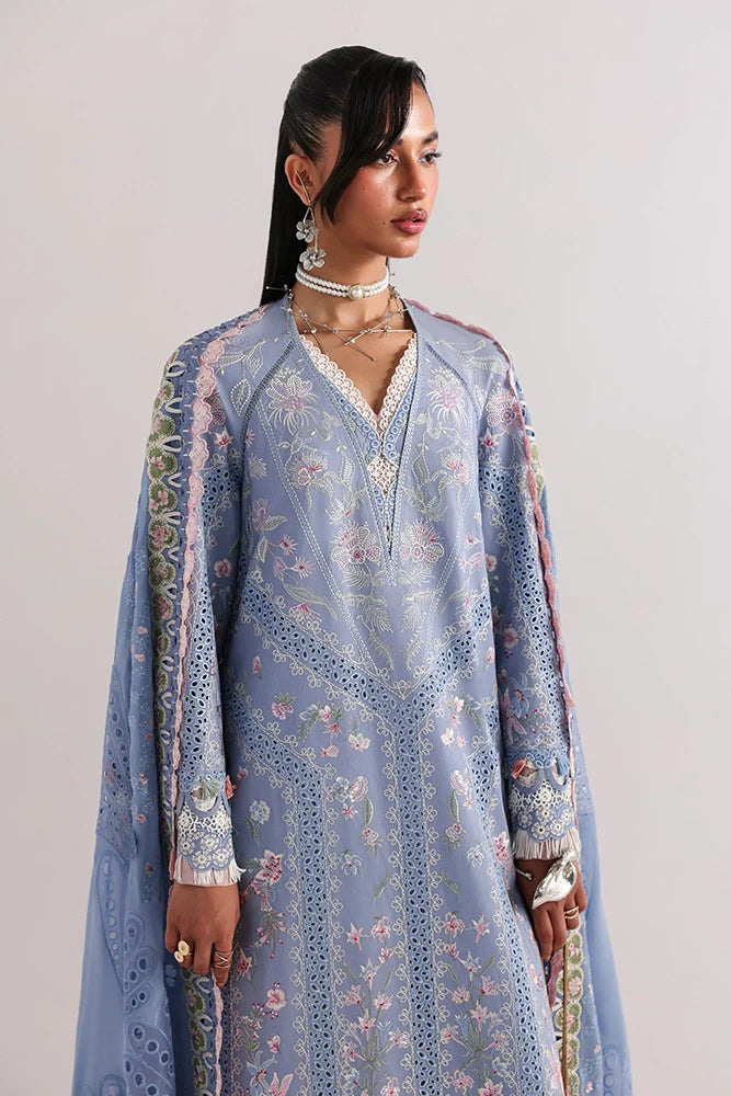 Suffuse Elani | Sky Blue Embroidered Lawn Eid Suit