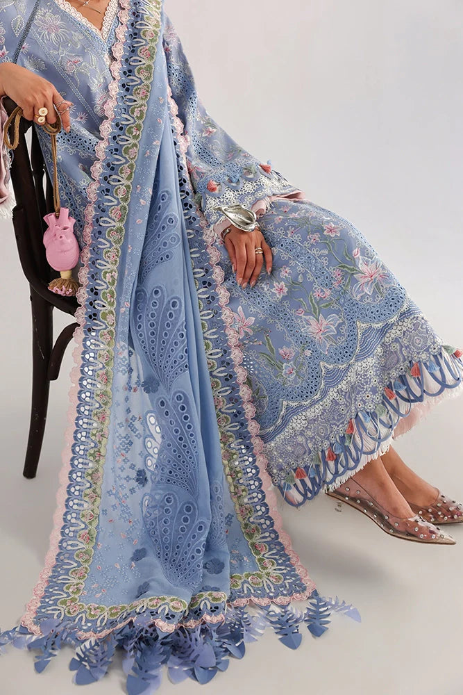 Suffuse Elani | Sky Blue Embroidered Lawn Eid Suit