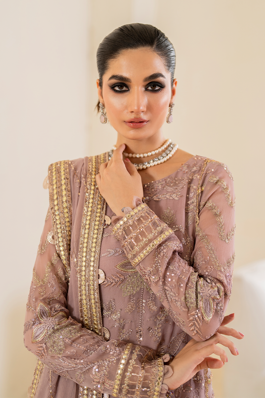 Iznik | Chinnon Chiffon | CC-48 Embroidered Chiffon - House Of Anaya