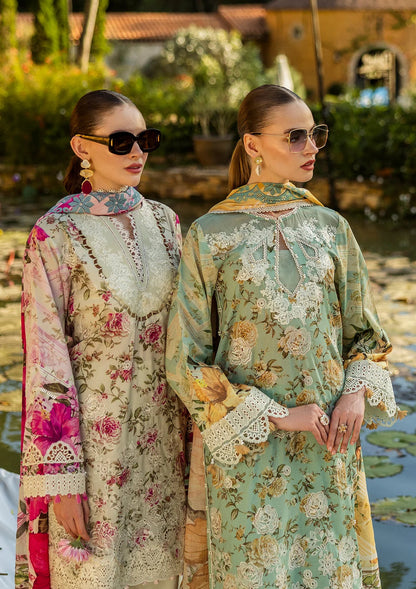 Elaf Premium | Print Chikankari 25 | ELK-06B ROSES & WHITES
