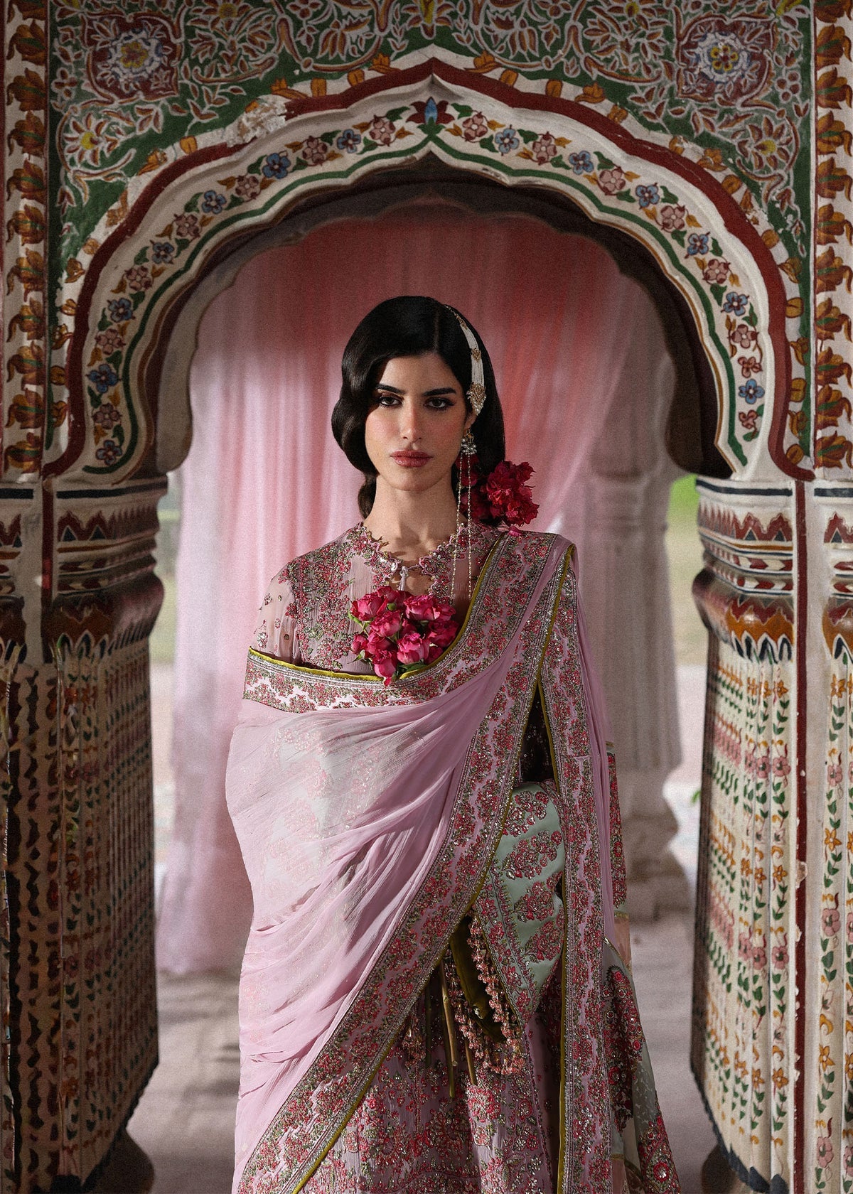 Hussain Rehar Rukhsaar | Lilac Embroidered Short Shirt & Gharara Festive Set