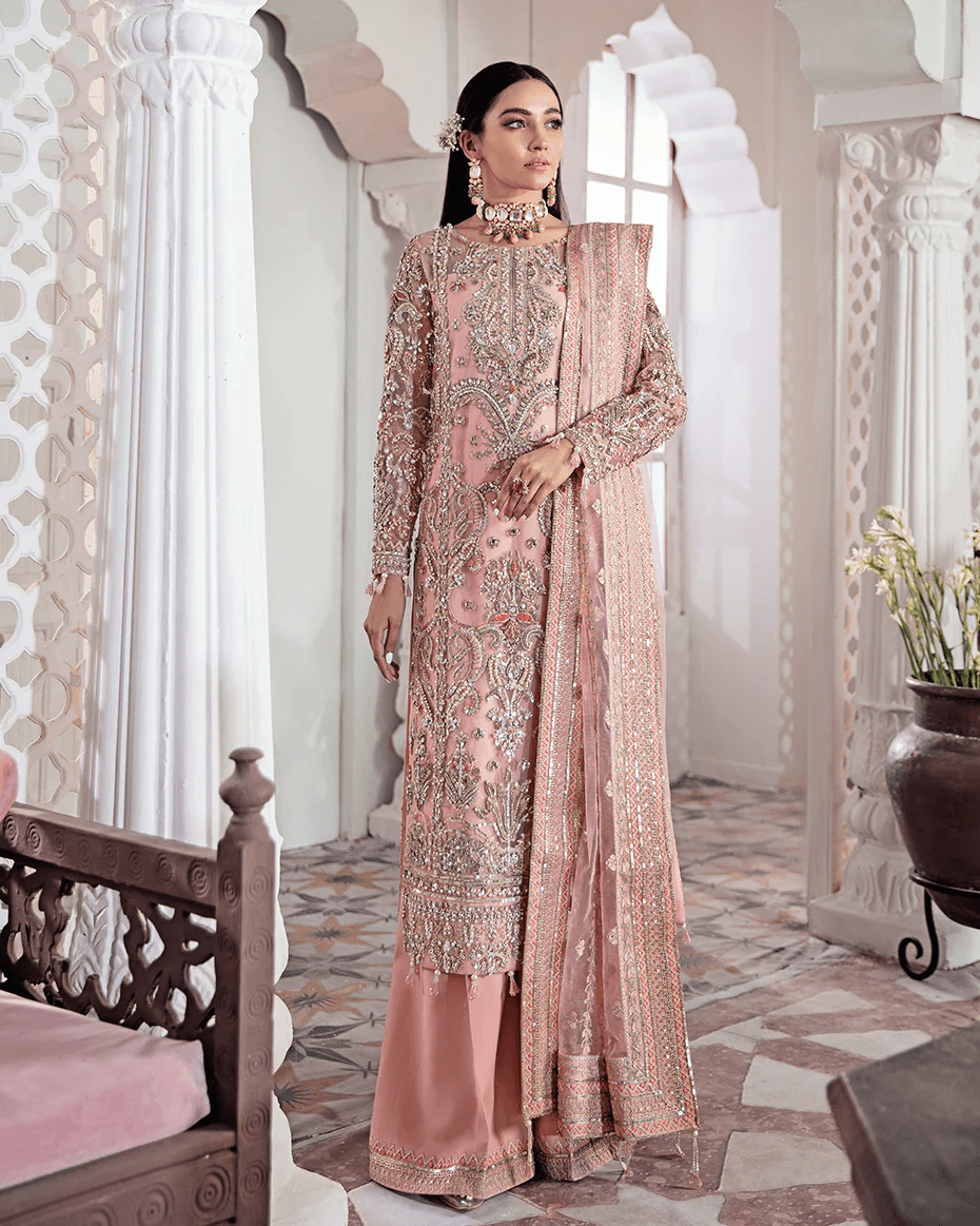 Gulaal - ARJUMAND EMBROIDERED NET 3-PIECE SUIT WS-15 - House Of Anaya