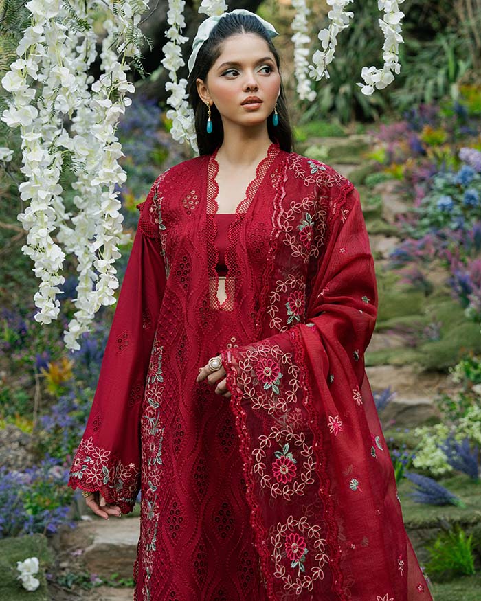 Zevk | Flora Festive Lawn | RED ROSE
