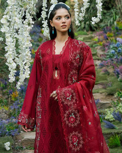 Zevk | Flora Festive Lawn | RED ROSE