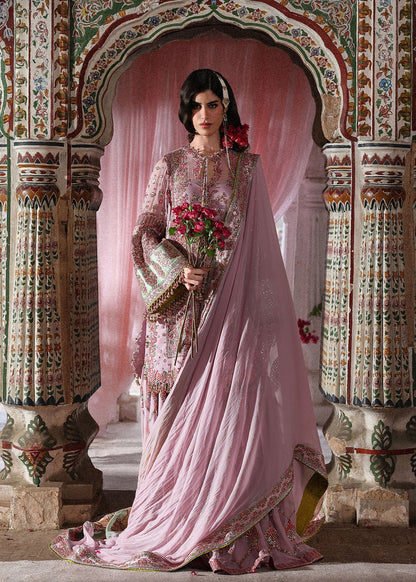Hussain Rehar Rukhsaar | Lilac Embroidered Short Shirt & Gharara Festive Set
