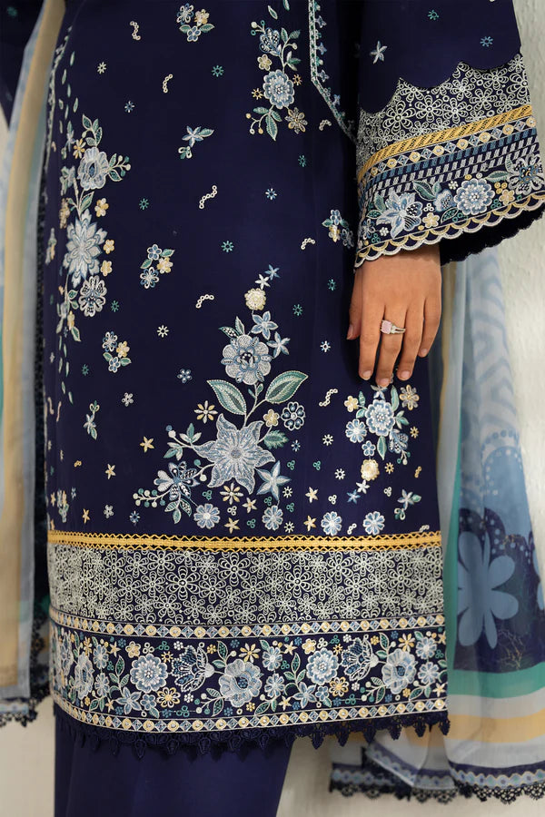 Farasha | Summer Weaves Embroidered lawn'26 | Blue Fusion