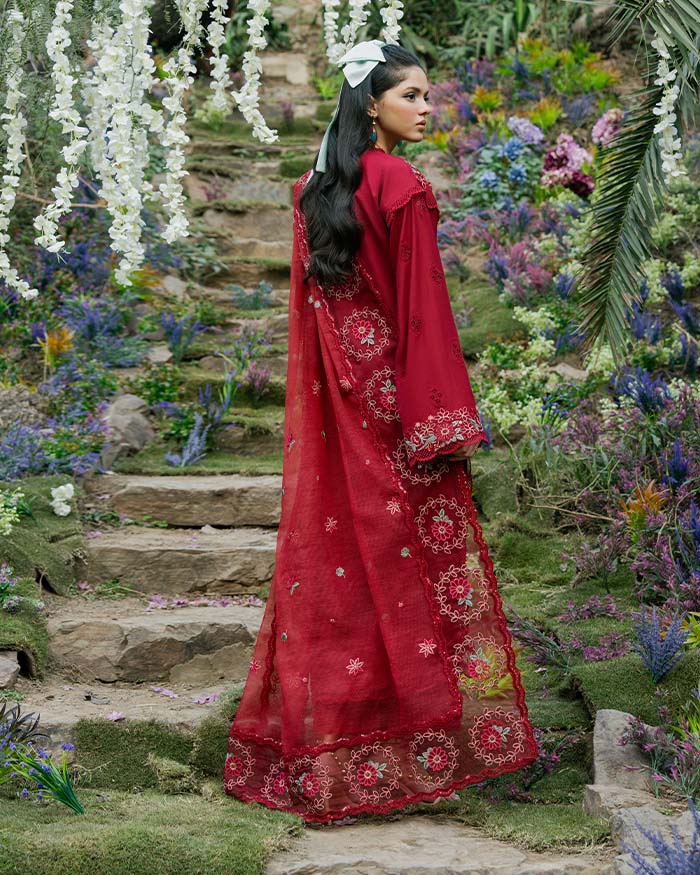 Zevk | Flora Festive Lawn | RED ROSE