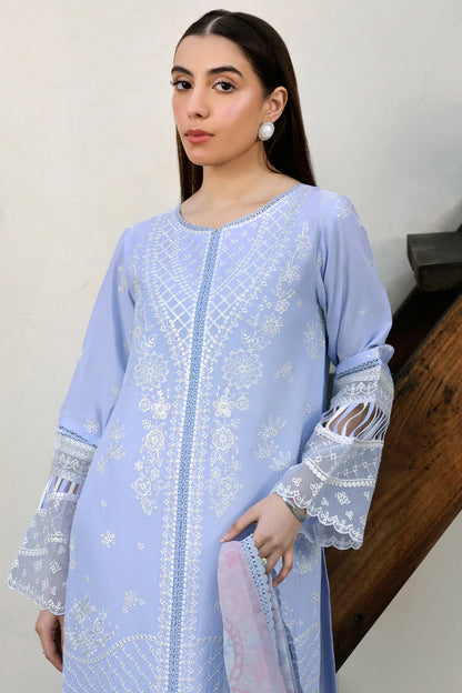 Farasha | Summer Weaves Embroidered lawn'26 | Serene Blue