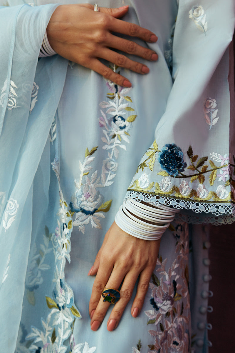 Cross Stitch | Premium Lawn 24 | CERULEAN ORNATE - House Of Anaya