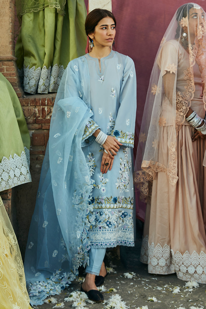 Cross Stitch | Premium Lawn 24 | CERULEAN ORNATE - House Of Anaya