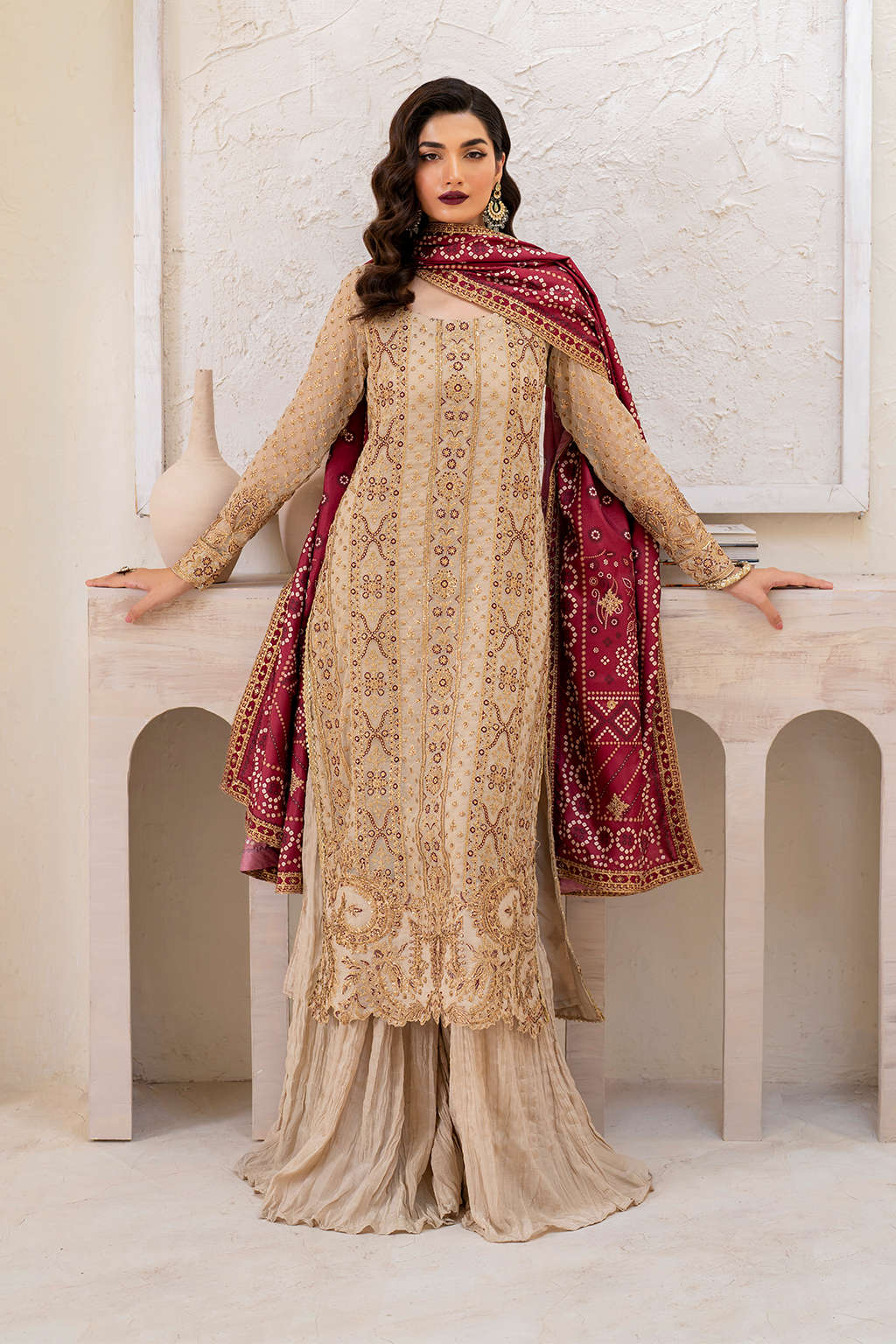 Iznik | Chinnon Chiffon | CC-44 Embroidered Chiffon - House Of Anaya