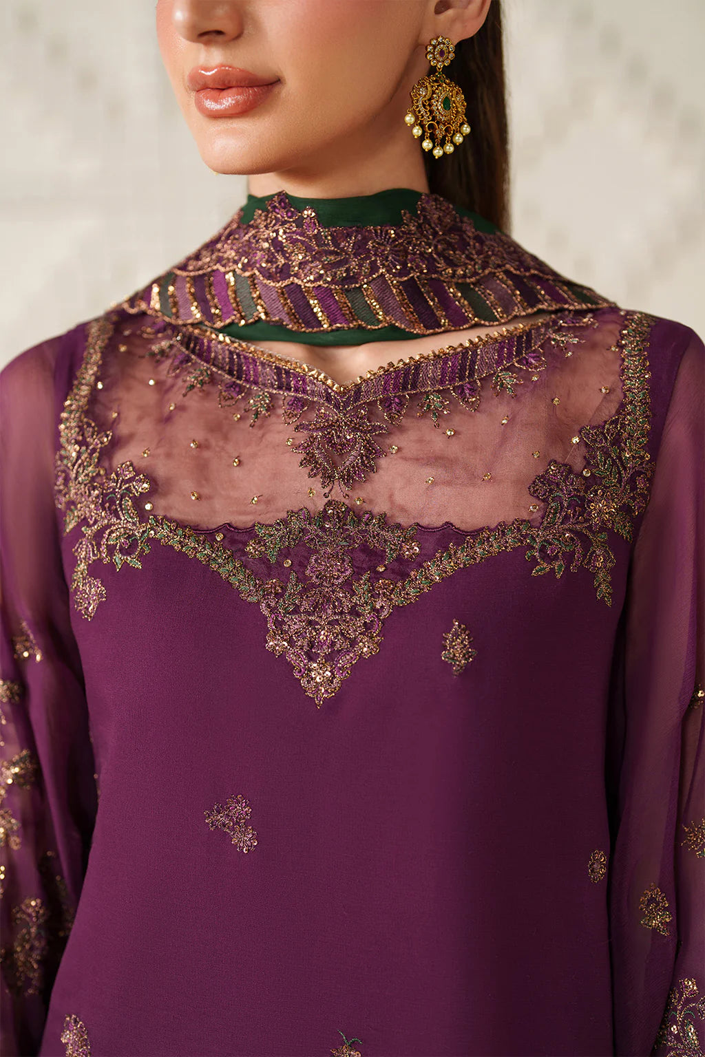 Iznik | Festive Formals | UE-624 Embroidered Chiffon