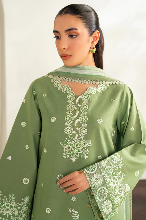 Farasha | Summer Weaves Embroidered lawn'26 | Dewy Sage