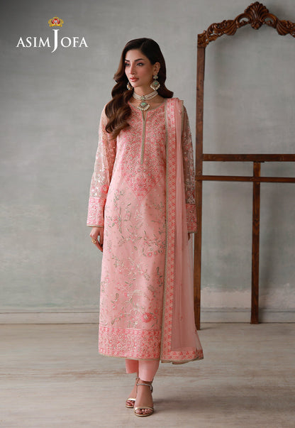 Asim Jofa | luxury Pret'26 | AJLPN-07 Embroidered Poly Net Stitched 3pcs