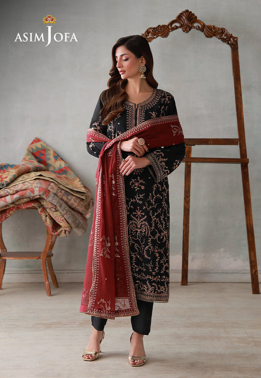 Asim Jofa | luxury Pret'26 | AJLPN-06 Embroidered Poly Silk Stitched 3pcs