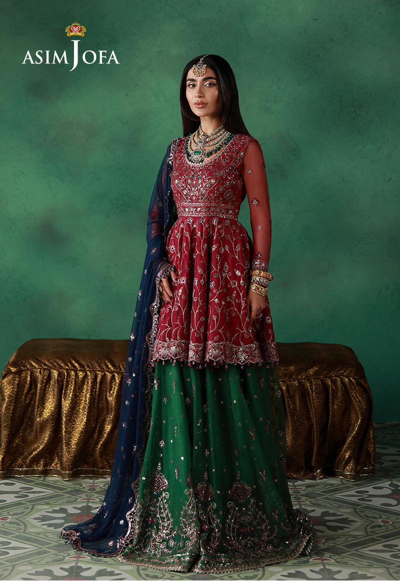 Asim Jofa | Ishq e Eid | AJULN-08 Embroidered Net 3 Pcs