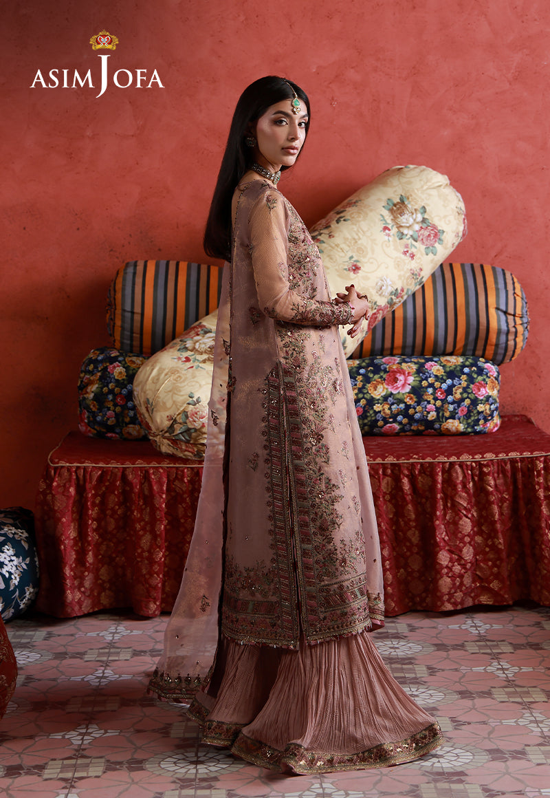 Asim Jofa | Ishq e Eid | AJULN-12 Embroidered Zari Check Net 3 Pcs
