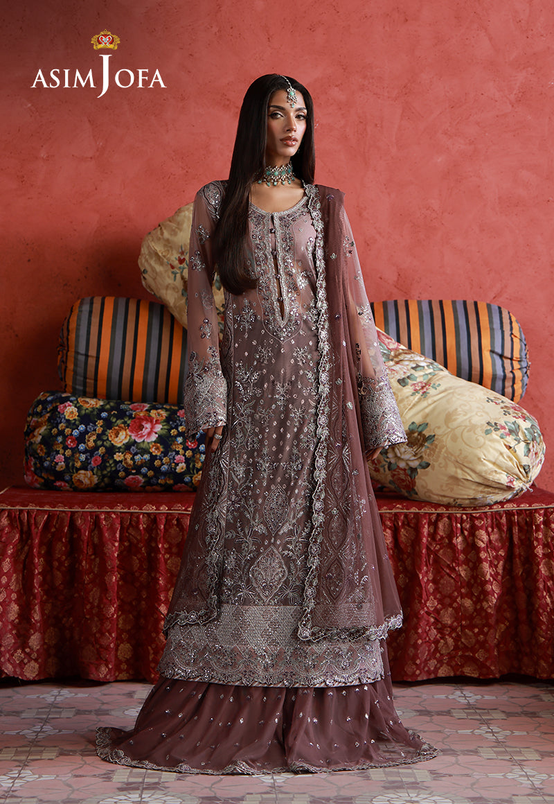 Asim Jofa | Ishq e Eid | AJULN-14 Embroidered Net 3 Pcs