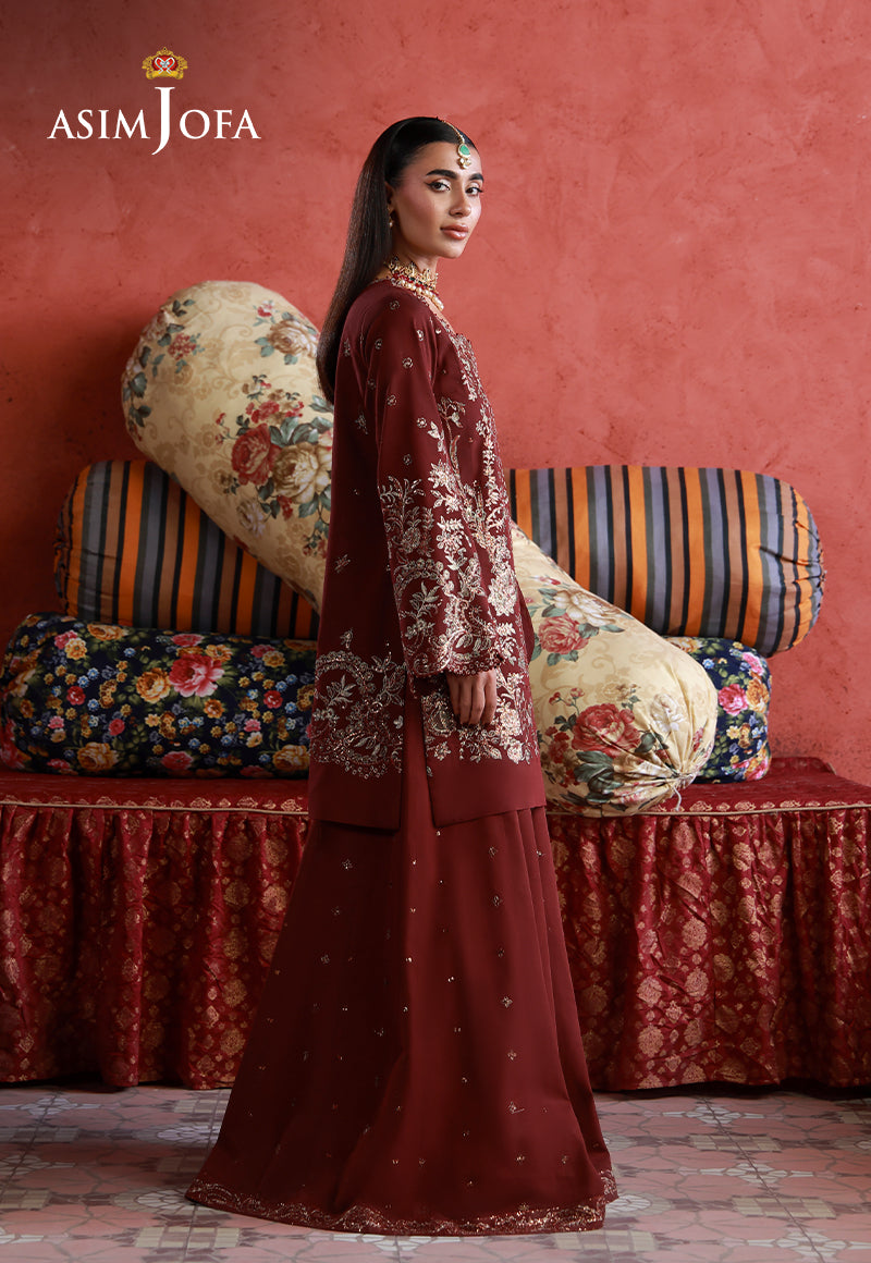 Asim Jofa | Ishq e Eid | AJULN-11 Embroidered Two Toned Cotton Silk 3 Pcs