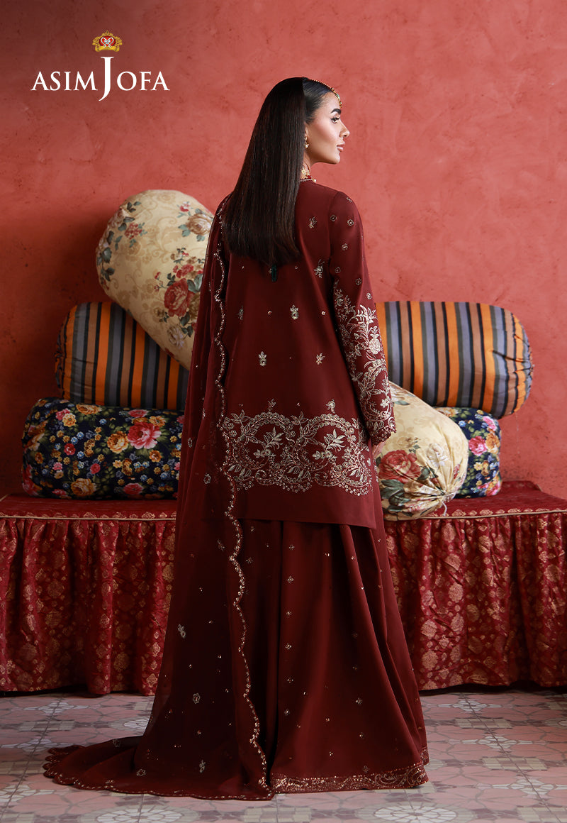 Asim Jofa | Ishq e Eid | AJULN-11 Embroidered Two Toned Cotton Silk 3 Pcs