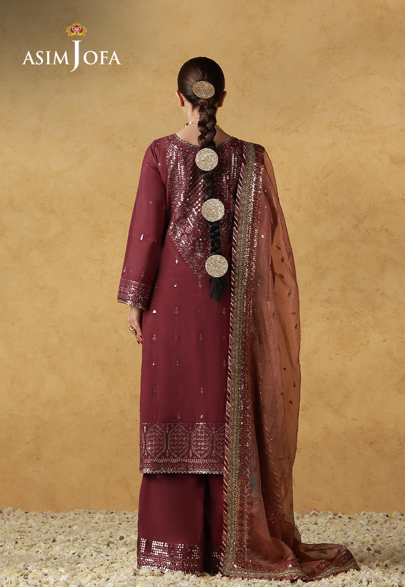 Asim Jofa | Ishq e Eid | AJULN-07 Embroidered Cotton Silk 3 Pcs