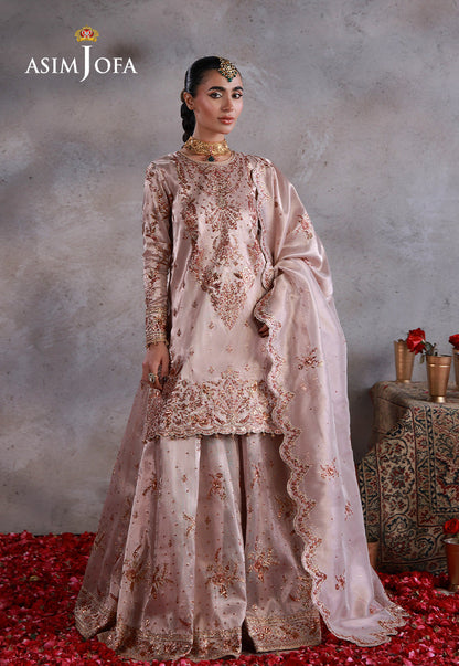 Asim Jofa | Ishq e Eid | AJULN-15 Embroidered Zari Tissue Net 3 Pcs