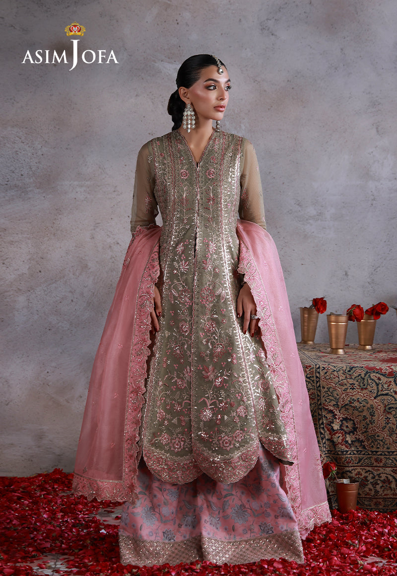 Asim Jofa | Ishq e Eid | AJULN-02 Embroidered Javeria Net  3 Pcs