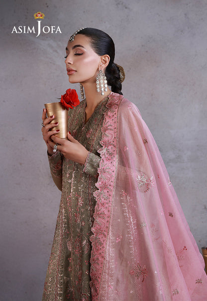 Asim Jofa | Ishq e Eid | AJULN-02 Embroidered Javeria Net  3 Pcs