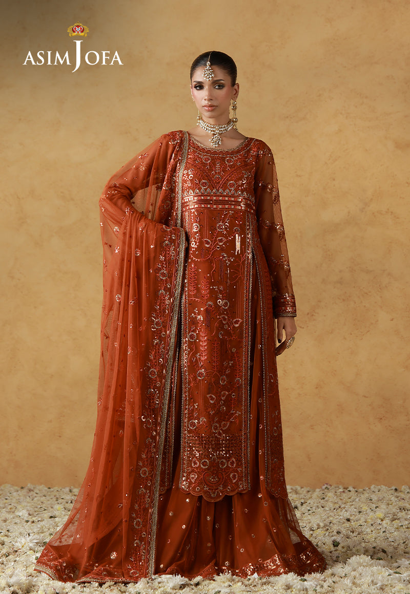 Asim Jofa | Ishq e Eid | AJULN-20 Embroidered Net  3 Pcs