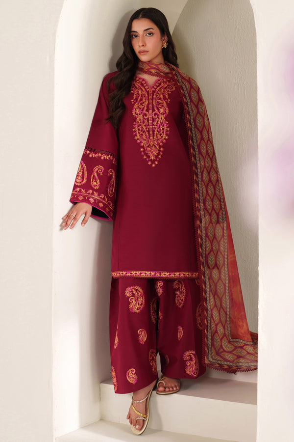 Farasha | Summer Weaves Embroidered lawn'26 | Coral Flare